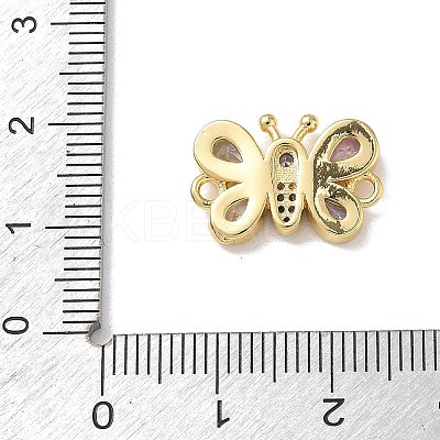 Brass Pave Cubic Zirconia Butterfly Links Connector Charms KK-L268-028G-06-1