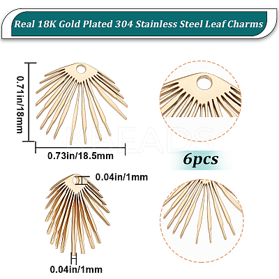 6Pcs Ion Plating(IP) 304 Stainless Steel Pendants STAS-BBC0002-26-1