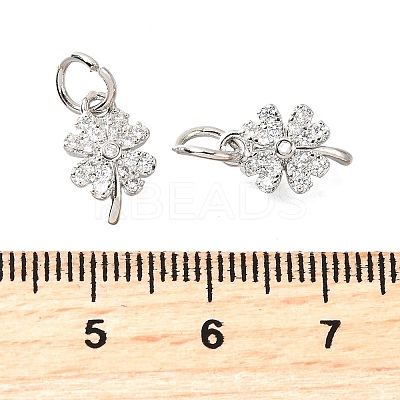 Clover Brass Micro Pave Clear Cubic Zirconia Pendants KK-K300-10P-1
