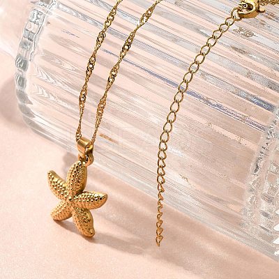 Summer Beach 304 Stainless Steel Pendant Rope Chain Necklaces for Women STAS-Z108-01G-01-1