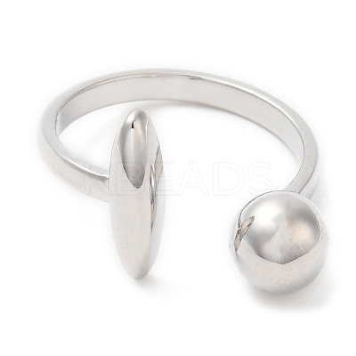 Brass Oval & Round Open Cuff Rings for Women RJEW-G288-03P-1