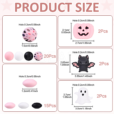 41Pcs 10 Styles Food Grade Eco-Friendly Silicone Focal Beads SIL-YW0002-19-1