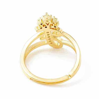 Clear Cubic Zirconia Initial Letter with Crown Adjustable Ring RJEW-M139-17F-1