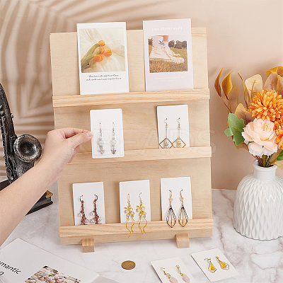 Pine Wood Place Card Display Stands ODIS-WH0025-188-1