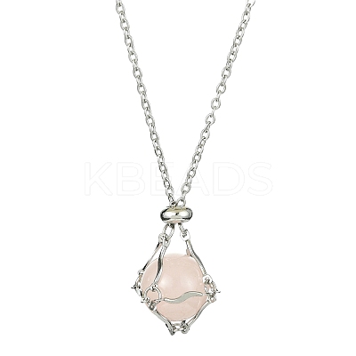 Crystal Cage Holder Necklace NJEW-JN04602-02-1