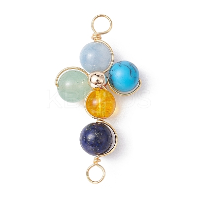 Mixed Gemstone Connector Charms PALLOY-JF02224-02-1