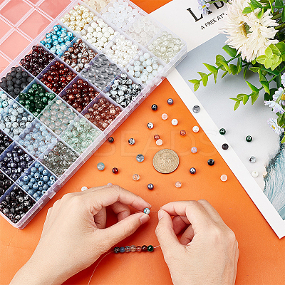 1920Pcs 32 Styles Baking Paint & Spray Painted Crackle & Transparent & Imitation Pearl Glass Beads GLAA-PH0002-93-1