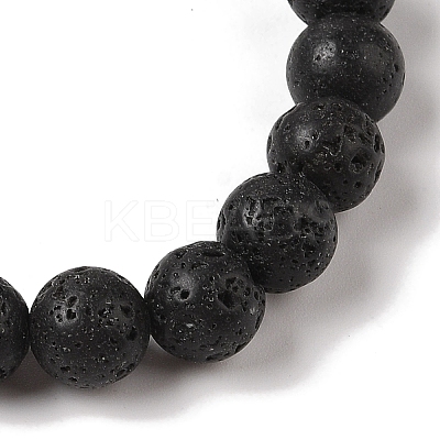 8mm Round Natural Lava Rock Braided Bead Bracelets X-BJEW-C067-01B-09-1