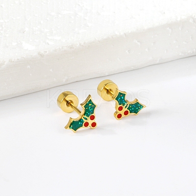 Christmas 304 Stainless Steel Stud Earrings EJEW-A144-01C-G-1