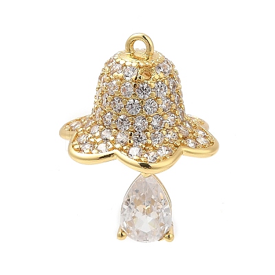 Rack Plating Brass Pave Cubic Zirconia Pendants KK-R150-02G-1