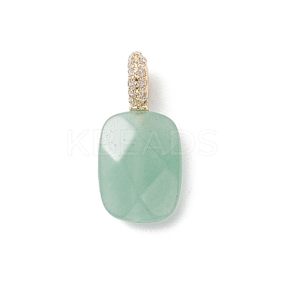 3Pcs 3 Styles Natural Green Aventurine Faceted Pendants PALLOY-JF04934-1