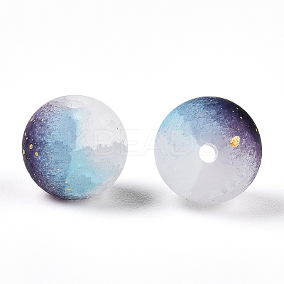 Frosted Baking Paint Crackle Glass Beads with Glitter Powder LS-X1-DGLA-T004-01J-1