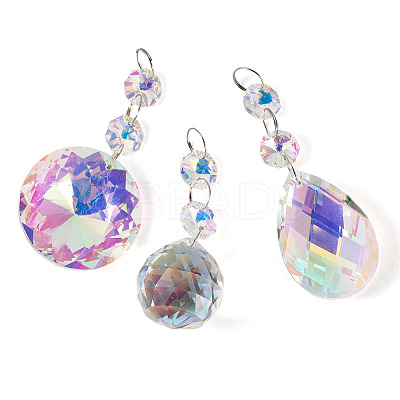 3Pcs 3 Styles Crystal Glass Hanging Sun Catcher HJEW-TADJ0001-03-1