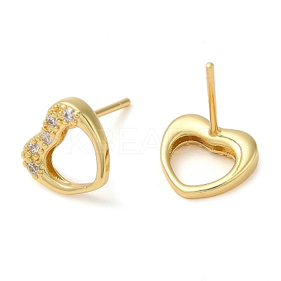 Rack Plating Brass Hollow Heart Stud Earrings EJEW-M235-03G-1