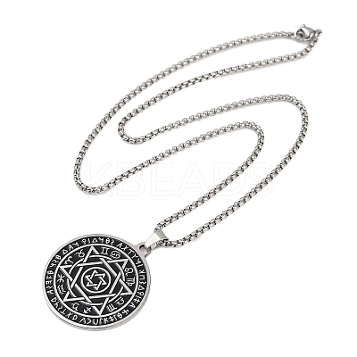 201 Stainless Steel Star of David 12 Constellation Pendant Necklaces NJEW-K283-32P-1