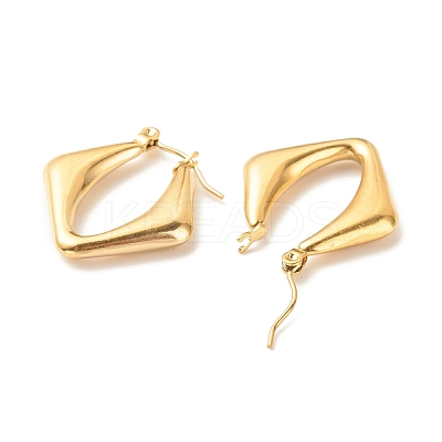 Ion Plating(IP) 304 Stainless Steel Chunky Rhombus Hoop Earrings for Women EJEW-K242-06G-1