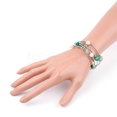 Natural Gemstone Wrap Bracelets BJEW-JB03355-1