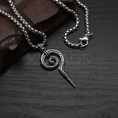 304 Stainless Steel Vintage Spiral Pendant Necklaces for Men FS-WGF8781-01-1