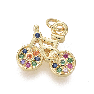 Brass Micro Pave Cubic Zirconia Charms ZIRC-I032-67G-1