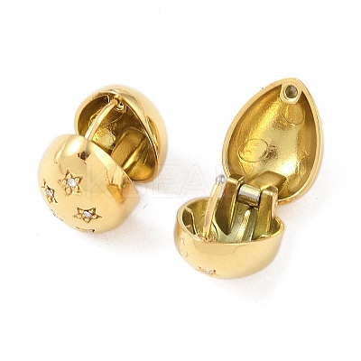 Star Teardrop 304 Stainless Steel Pave Rhinestone Hoop Earrings for Women EJEW-G390-03G-02-1