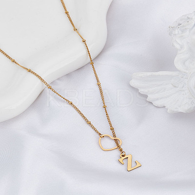 1Pc Letter & Heart Stainless Steel Lariat Necklaces for Women NJEW-LP0002-87G-Z-1