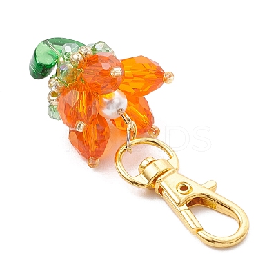 Flower Glass Pendants Decorations HJEW-MZ00248-02-1