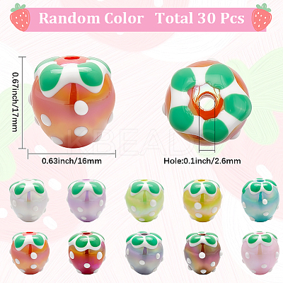 30Pcs UV Plating Rainbow Iridescent Acrylic Beads PACR-SC0001-06-1