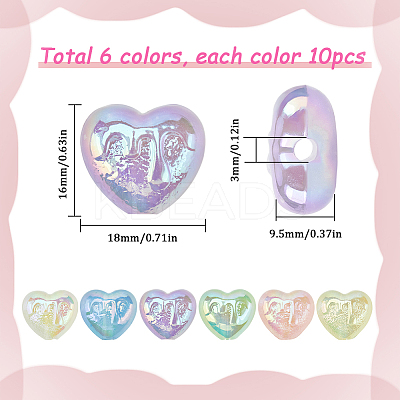 60Pcs 6 Colors Luminous Acrylic Beads SACR-SC0001-36-1