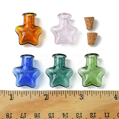 10Pcs 5 Colors Mini High Borosilicate Glass Bottle Bead Containers GLAA-FS0001-70-1