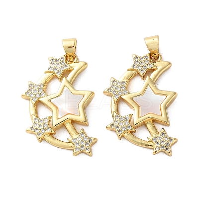Brass Micro Pave Cubic Zirconia Pendants KK-U070-20G-1