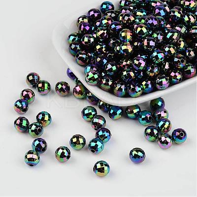 Faceted Colorful Eco-Friendly Poly Styrene Acrylic Round Beads SACR-K001-6mm-45-1