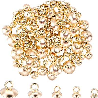 100Pcs 5 Style 304 Stainless Steel Bead Cap Pendant Bails STAS-UN0024-17-1