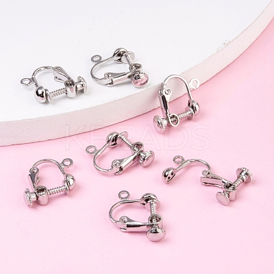 Brass Screw On Clip-on Earring Dangling Charms Pendants Setting Findings KK-M019-01P-1