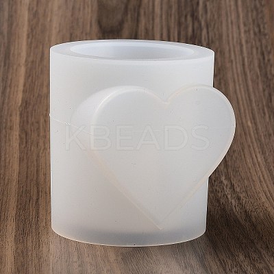 Valentine's Day Theme Column with Heart DIY Candle Cup Silicone Molds DIY-G098-02C-1