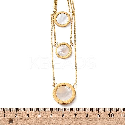 304 Stainless Steel & Natural Shell Ring Lariat Necklaces for Women NJEW-A045-21G-1