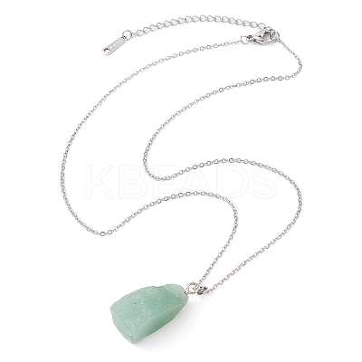 Natural Green Aventurine Nugget Pendant Necklaces NJEW-JN04507-03-1