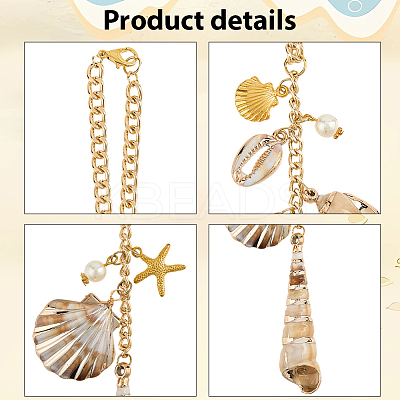 2Pcs Ocean Theme Acrylic & Alloy Pendant Decoration HJEW-SC0002-70-1