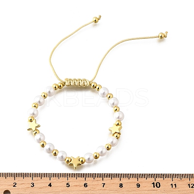 ABS Imitation Pearl Beads Braided Bead Bracelets for Women BJEW-D317-09A-G-1