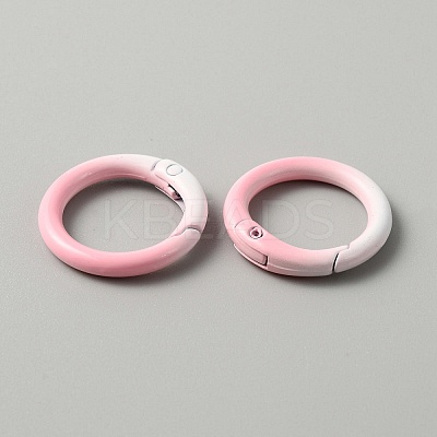 Gradient Color Zinc Alloy Spring Gate Rings PALLOY-WH0001-82I-1