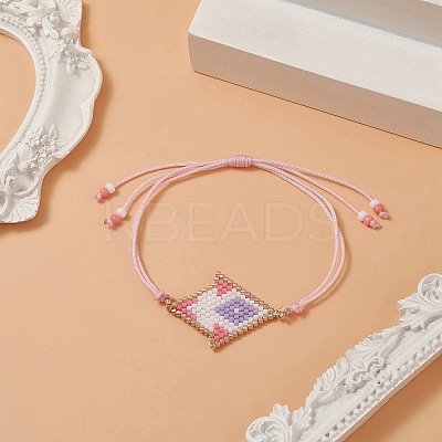 Rhombus Handmade Loom Pattern Glass Seed Braided Bead Bracelets BJEW-MZ00008-1