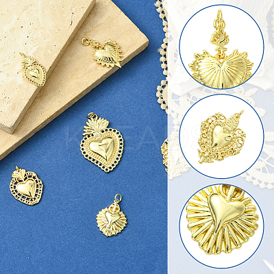 6Pcs 6 Styles Brass Micro Pave Cubic Zirconia Pendants KK-SC0006-91-1