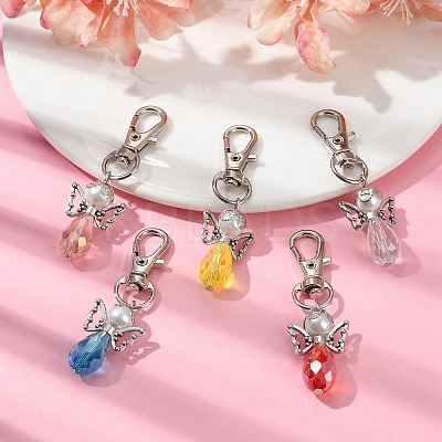 5Pcs Angel Glass Pendant Decorations HJEW-JM01680-1