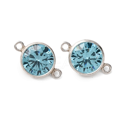 925 Streling Silver Pave Cubic Zirconia Birthstone Connector Charms STER-NH0001-80P-02-1