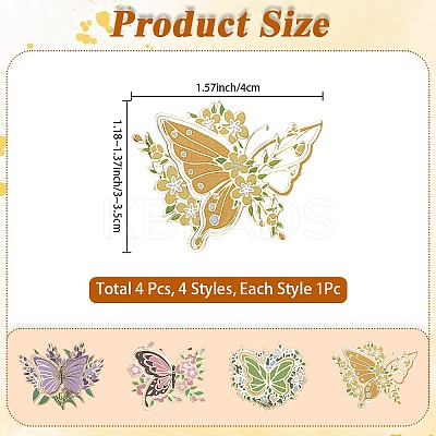 4Pcs Butterfly Brass Bookmarks AJEW-WH20054-145-1