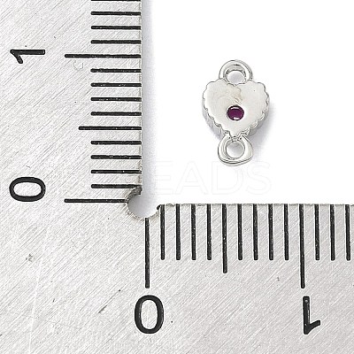 Brass Pave Cubic Zirconia Heart Connector Charms KK-G548-18P-1
