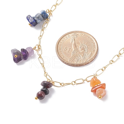 Synthetic & Natural Mixed Gemstone Chips Pendant Necklace NJEW-JN03855-1