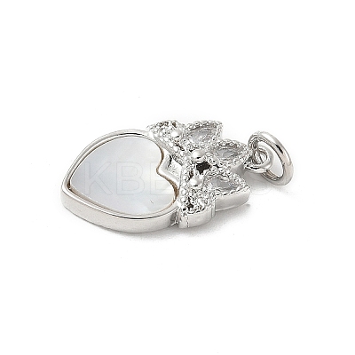 Brass Pave Natural White Shell Pendants KK-S522-18P-1