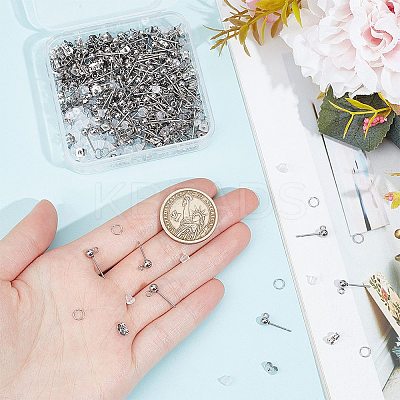 150Pcs 202 Stainless Steel Ball Stud Earring Findings STAS-SP0001-52B-P-1