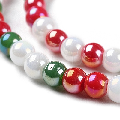 Christmas Theme Opaque Electroplate Glass Beads Strands X-GLAA-P056-4mm-A02-1