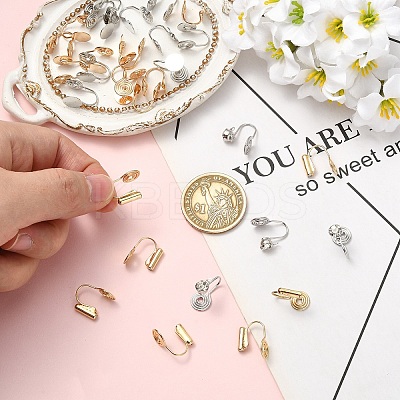 20Pcs 2 Colors Brass Spiral Pad Ear Cuff Findings EJEW-YW0001-17-1